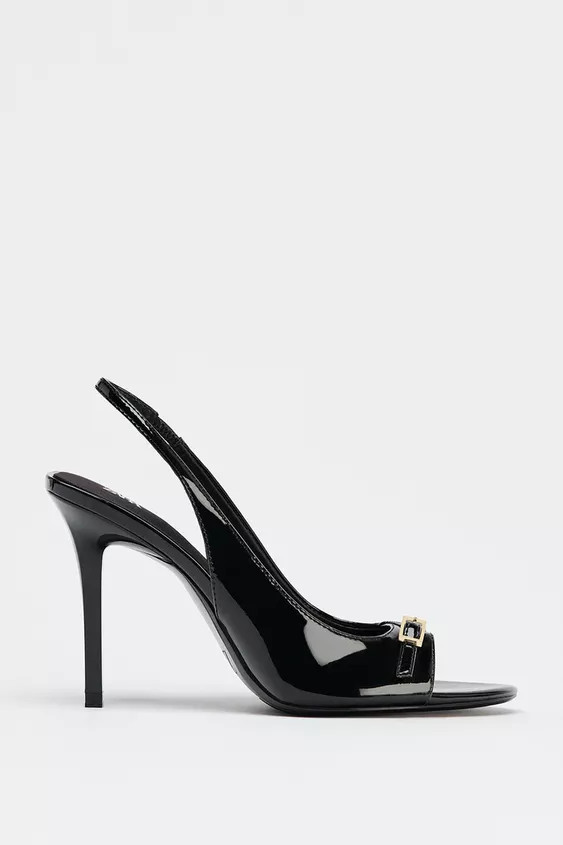 HIGH-HEELED PATENT-EFFECT SANDALS | Zara UK