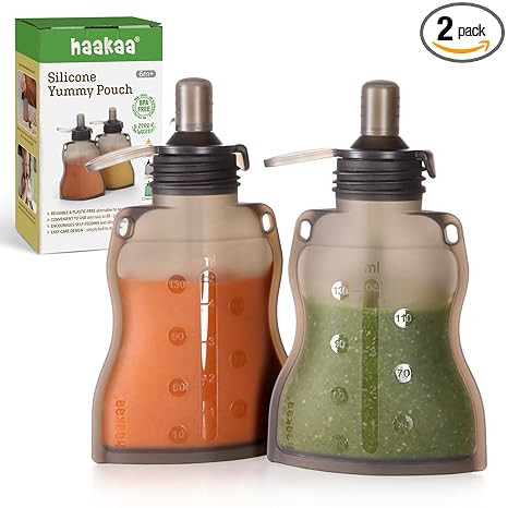 Haakaa Yummy Pouch Reusable Baby Food Pouch, Baby Food Storage Kids Squeezable Pouch, Washable Fr... | Amazon (US)