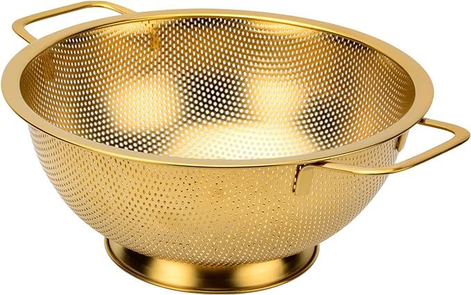 Snailhouse Colander, 3 Quart Stainless Steel Pasta Rice Food Metal Strainer with Handles and Self... | Amazon (US)