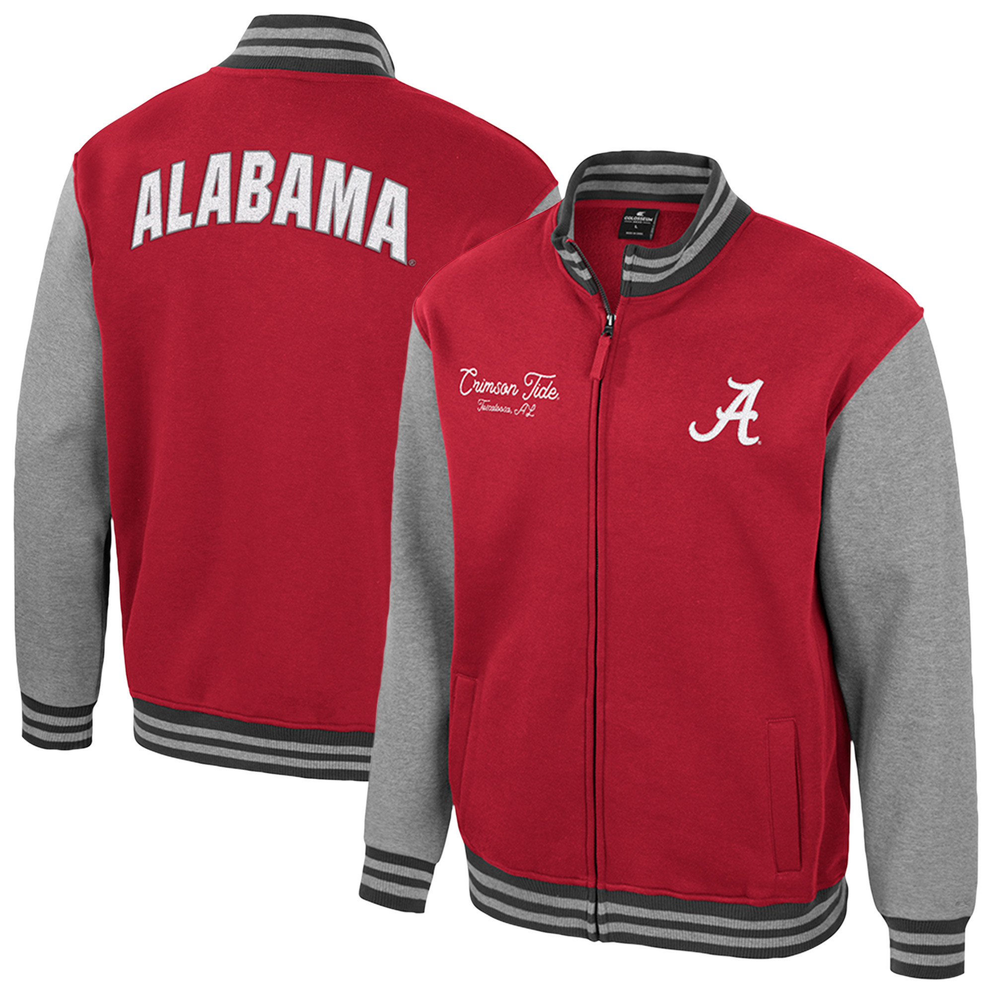 Men's Colosseum Crimson Alabama Crimson Tide Ambi-Turner Full-Zip Varsity Jacket | Fanatics