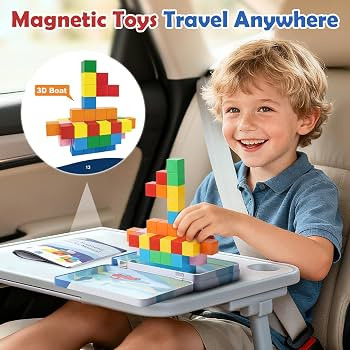 52 PCS Magnetic Blocks with Metal Box, 0.8in Mini Building Cubes Protable Travel Airplane Classro... | Amazon (US)