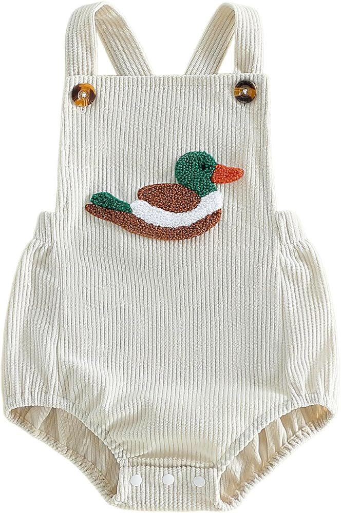 SAYOO Newborn Baby Boy Girl Easter Outfit Bunny Embroidery Sleeveless Corduroy Romper Overalls In... | Amazon (US)