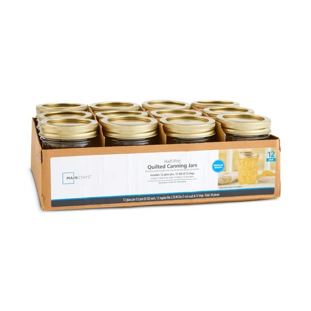 Mainstays 8-oz Clear Quilted-Glass Regular-Mouth Canning Jars (12 Count) | Walmart (US)