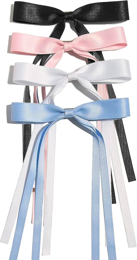 Ayesha Hair Bows Clips Ribbon Bowknot with Long Tail Princess Hair Bows French Barrettes Hair Acc... | Amazon (US)