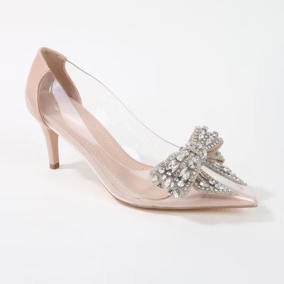 Berness Women's Nala Clear Heels with Oversized Crystal Bow Beige 10 | Target