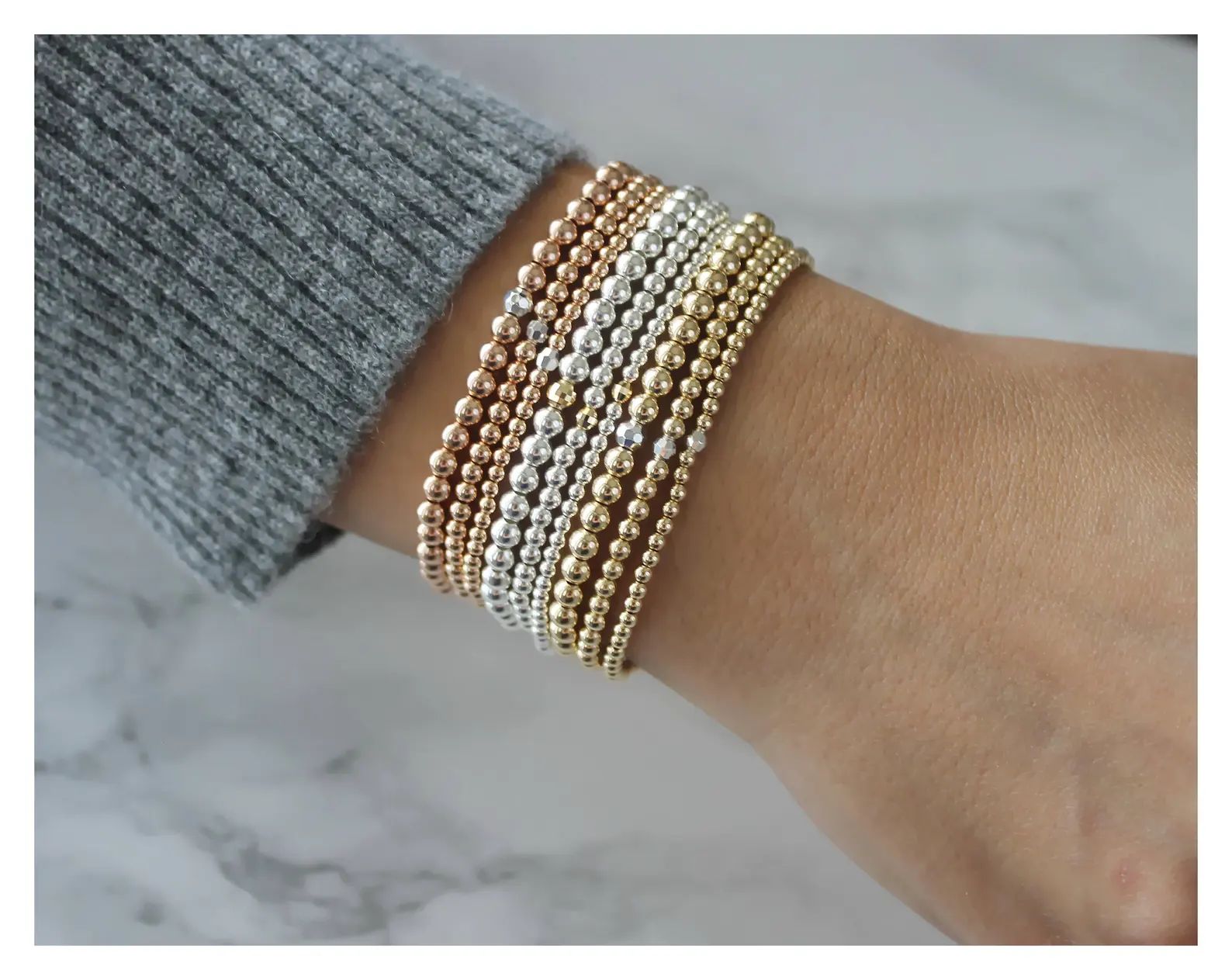 Gold Beaded Bracelet • Stackable Bracelets • 14K Gold Filled Bracelets • Sterling Silver ... | Etsy (US)