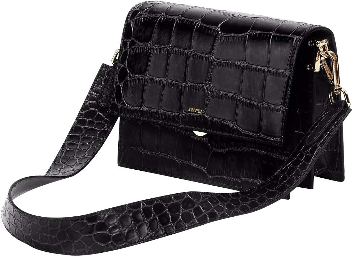 JW PEI Crocodile Crossbody Shoulder Bag Flap Vegan Leather Small Square Purse for Women | Amazon (US)