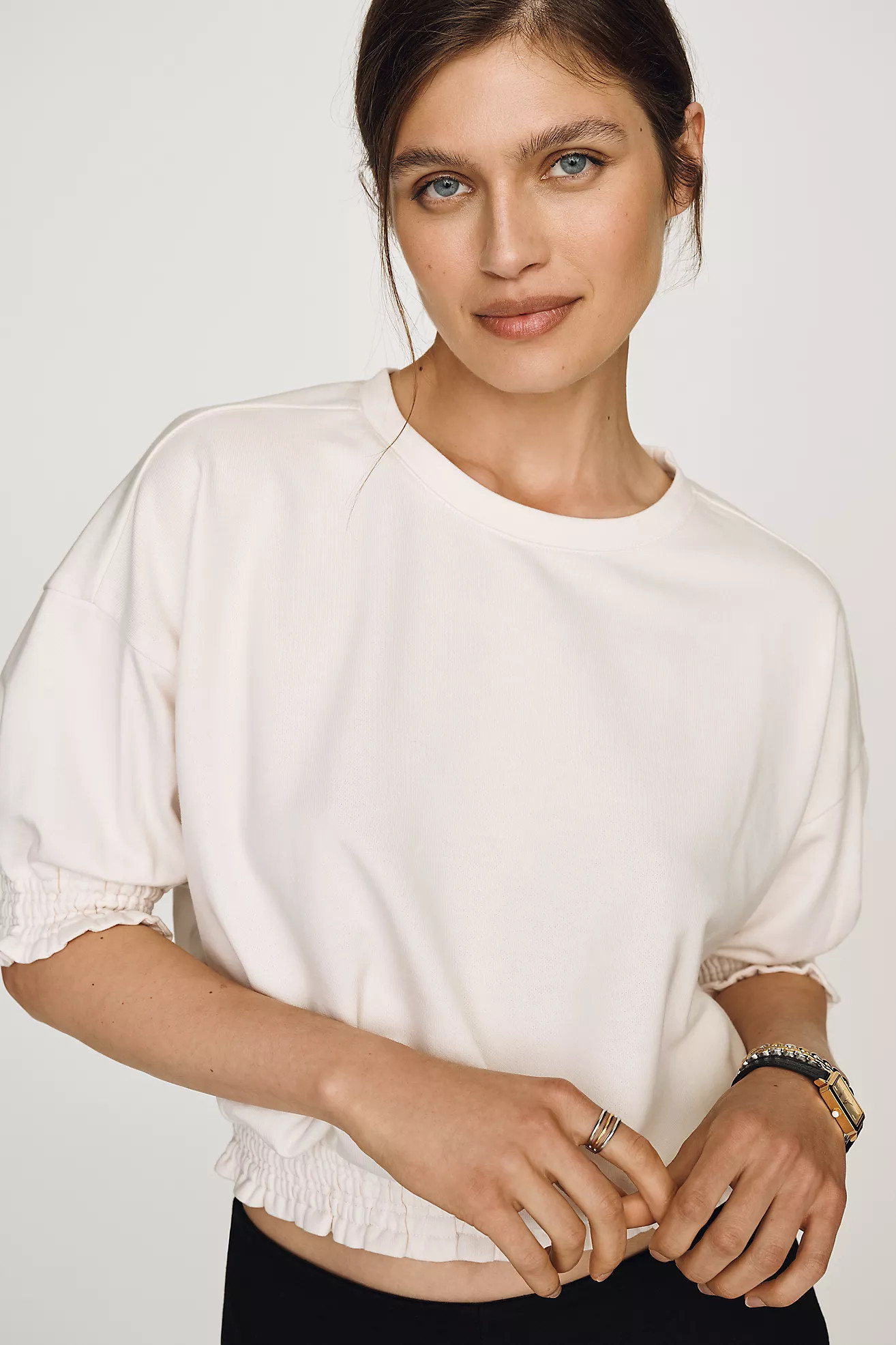Maeve Short-Sleeve Bubble Sweatshirt | Anthropologie (US)