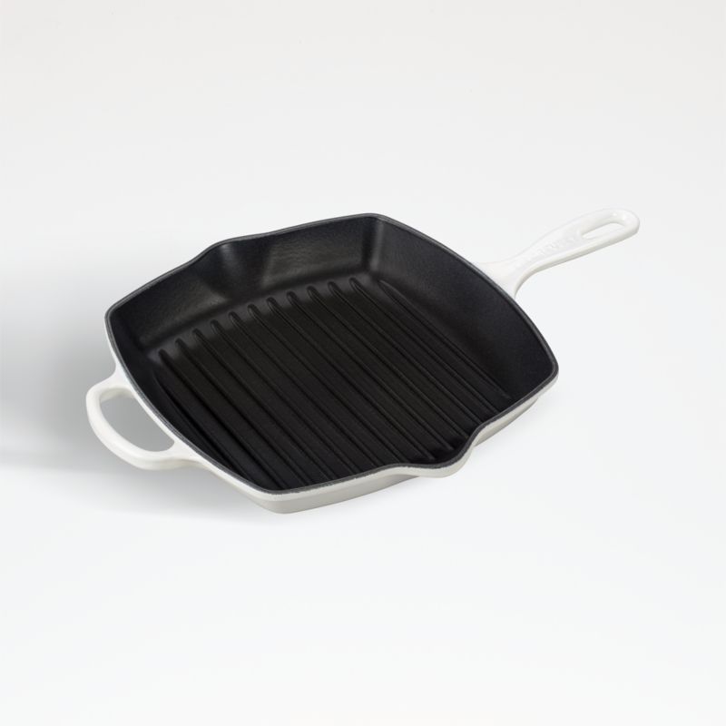 Le Creuset Signature Square 10.25" White Enameled Cast Iron Grill Pan Skillet Grill + Reviews | C... | Crate & Barrel