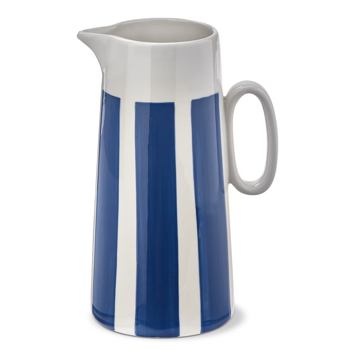 TAG Blue Bold Stripe Stoneware Serving Pitcher, Tabletop and Kitchen Decorations 53 0z. | Target