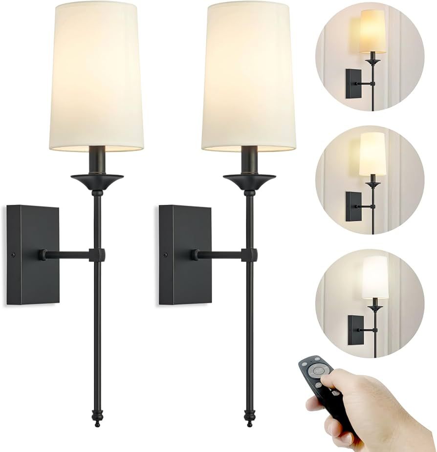 TERLEENART Rechargeable Battery Operated Wall Sconces Set of 2, Modern Mid Century Candlestick St... | Amazon (US)