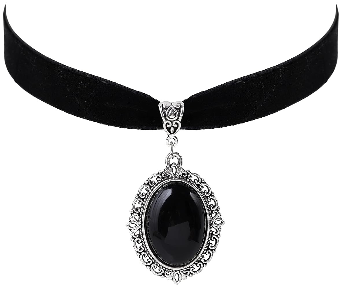 Sacina Black Velvet Victorian Choker, Black Choker, Goth Gothic Necklace, Vintage Necklace, Costu... | Amazon (US)