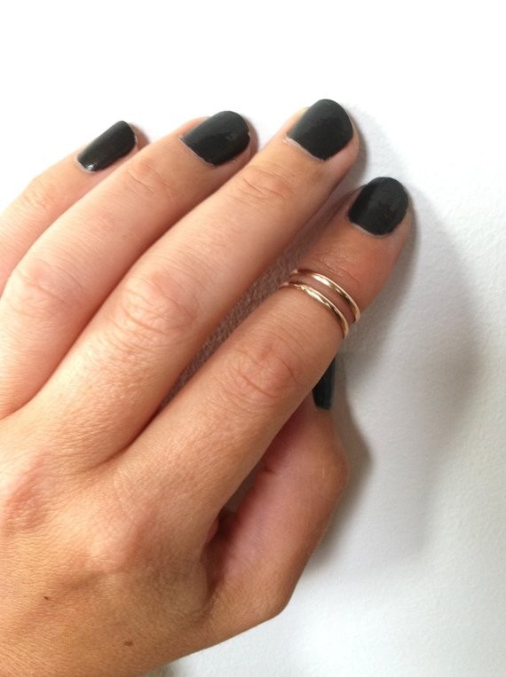 Thin Gold Knuckle Ring- 14K Gold Filled Ring, Gold Midi Rings, Gold Stacking Ring in any size | Etsy (US)