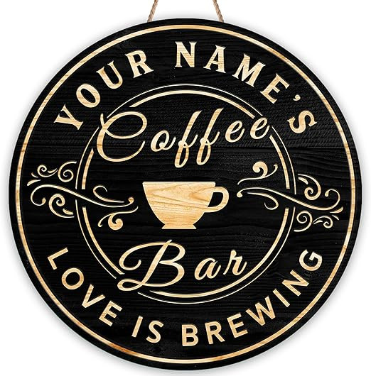 Artsy Woodsy Custom Coffee Bar Wood Sign, Kitchen Decor Wall Plaque, Personalized Gifts for Coffe... | Amazon (US)