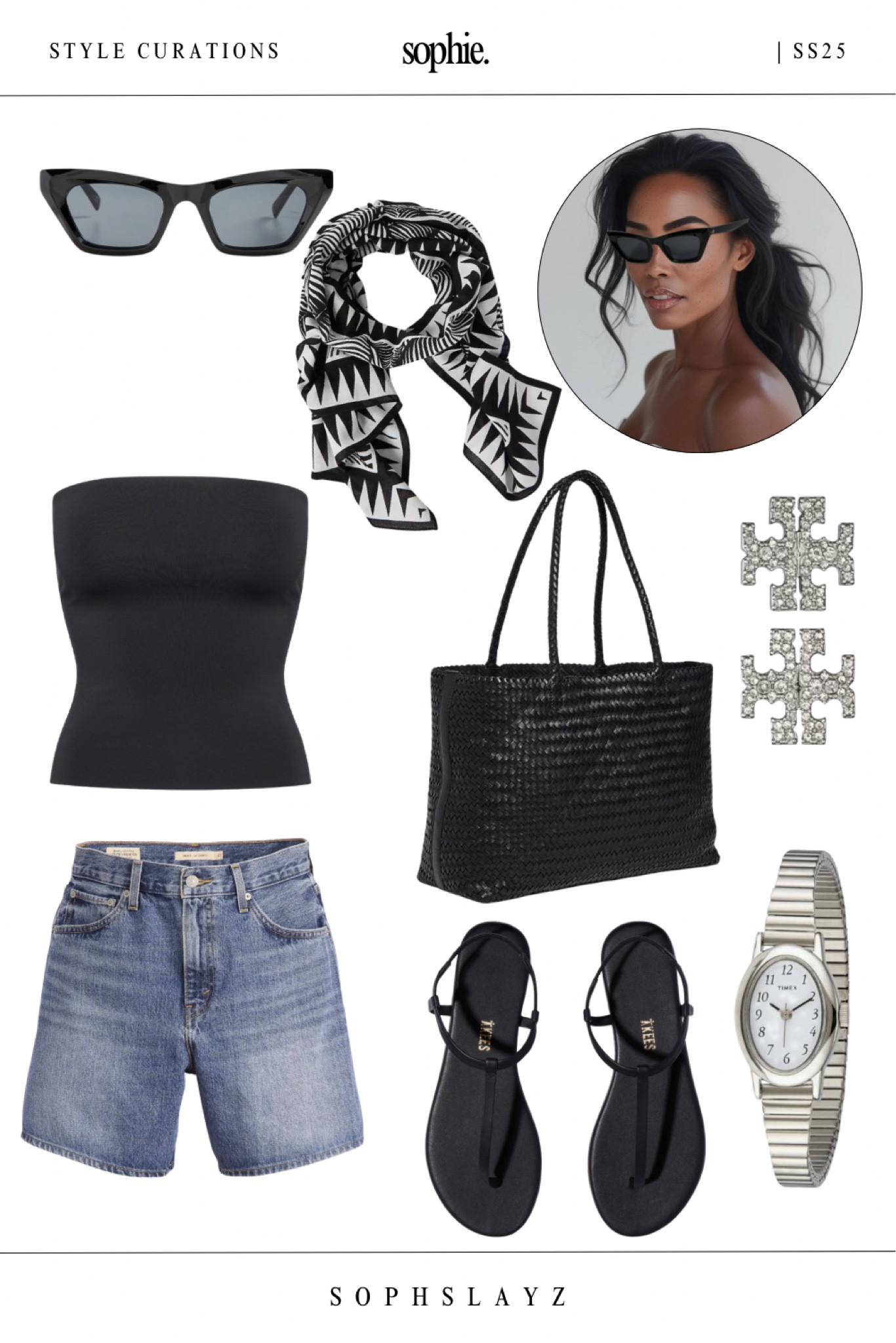 Part of my summer capsule wardrobe collection, this all-day look mixes capsule classics with elevated details.
Pairing a black tube top with high-rise jean shorts, flat sandals, and a black oversized tote with a bold print scarf and silver stretch watch.
Everything you need for a timeless summer uniform.

#LTKItBag #LTKSummerEdit #LTKStyleTip
