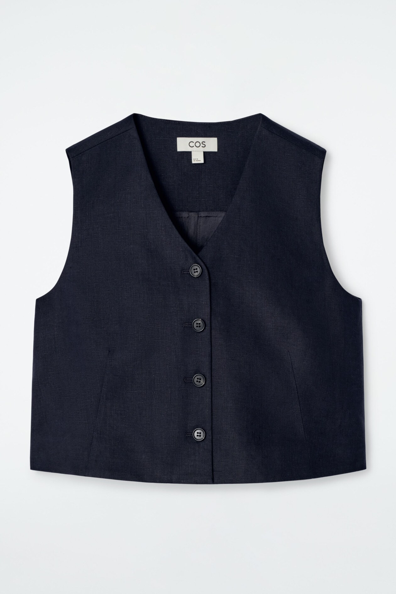 CROPPED LINEN WAISTCOAT - NAVY | COS UK