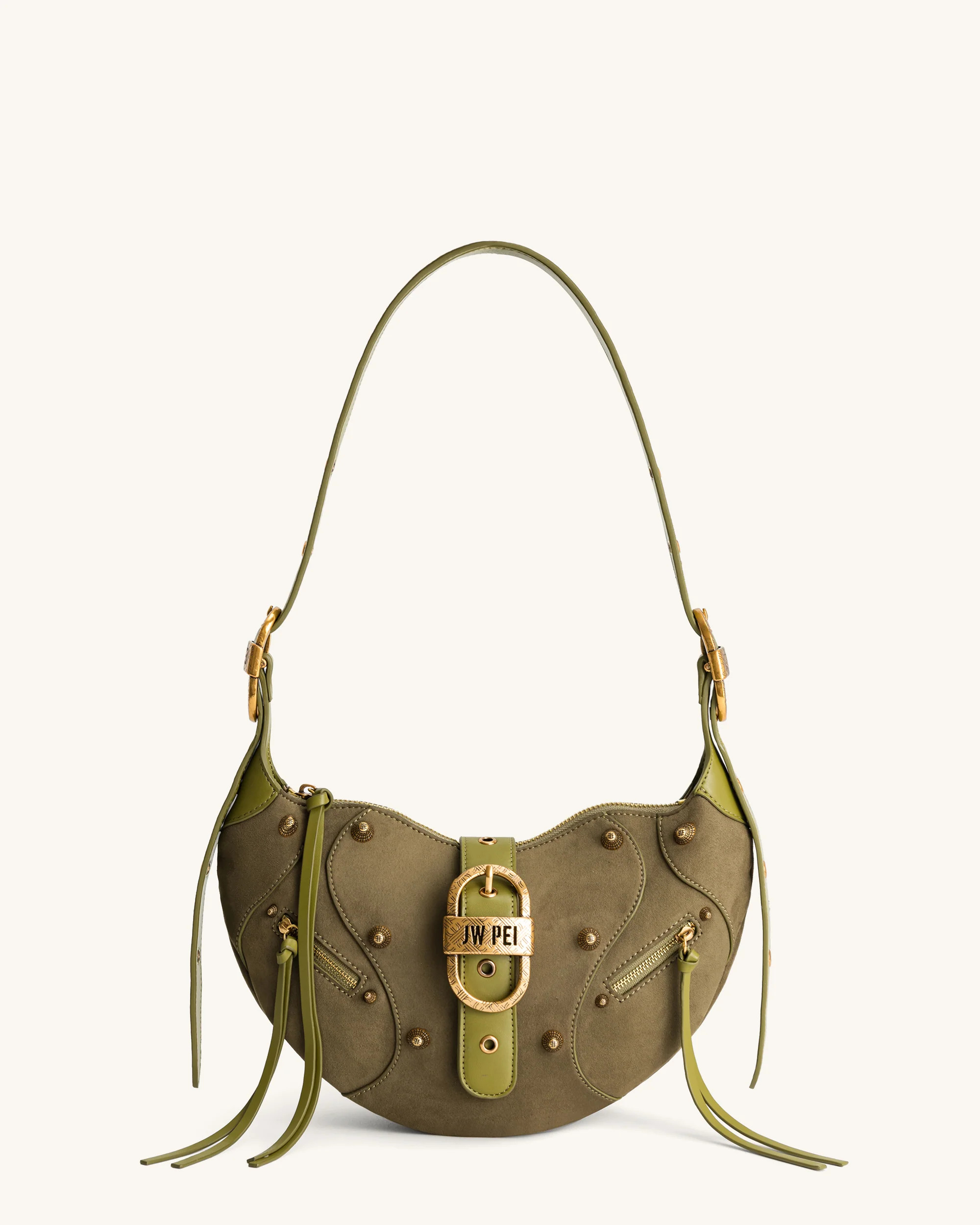Tessa Suede Shoulder Bag - Dark Olive | JW PEI US
