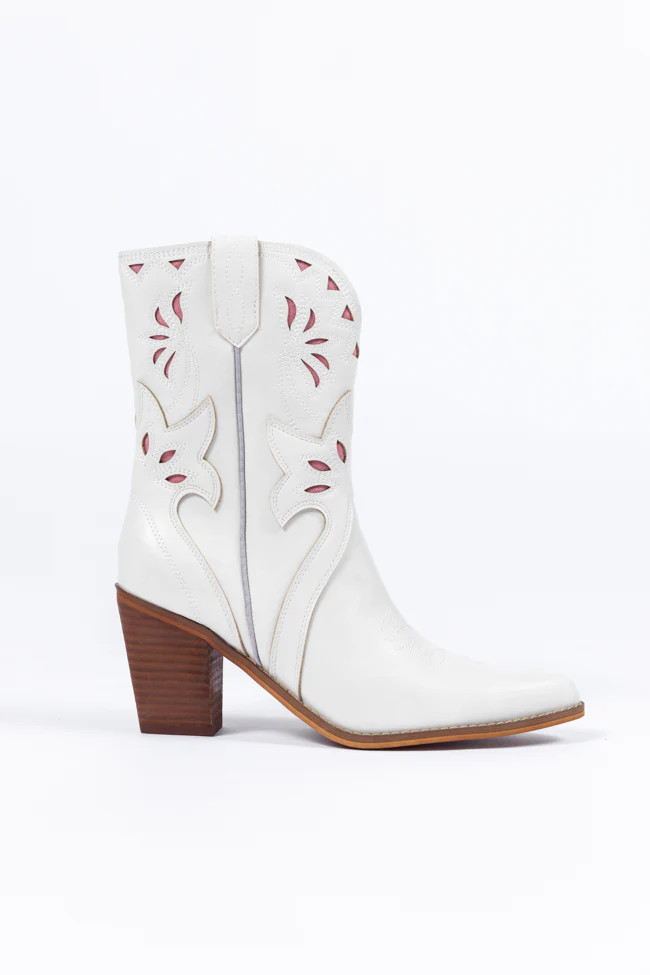 Dallas White Pointed Toe Booties | Pink Lily