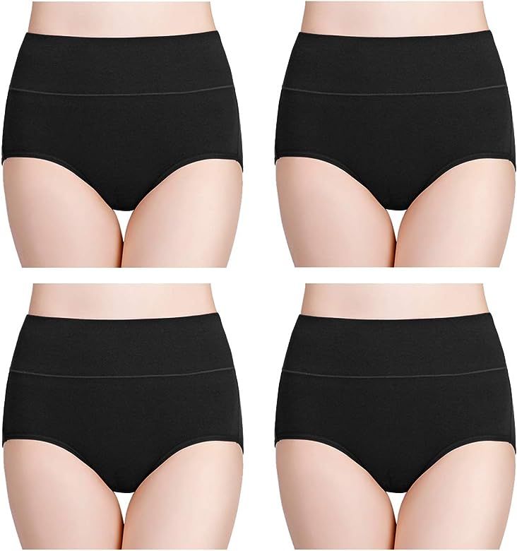 wirarpa Women's High Waisted Cotton Underwear Ladies Soft Full Briefs Panties Multipack | Amazon (US)