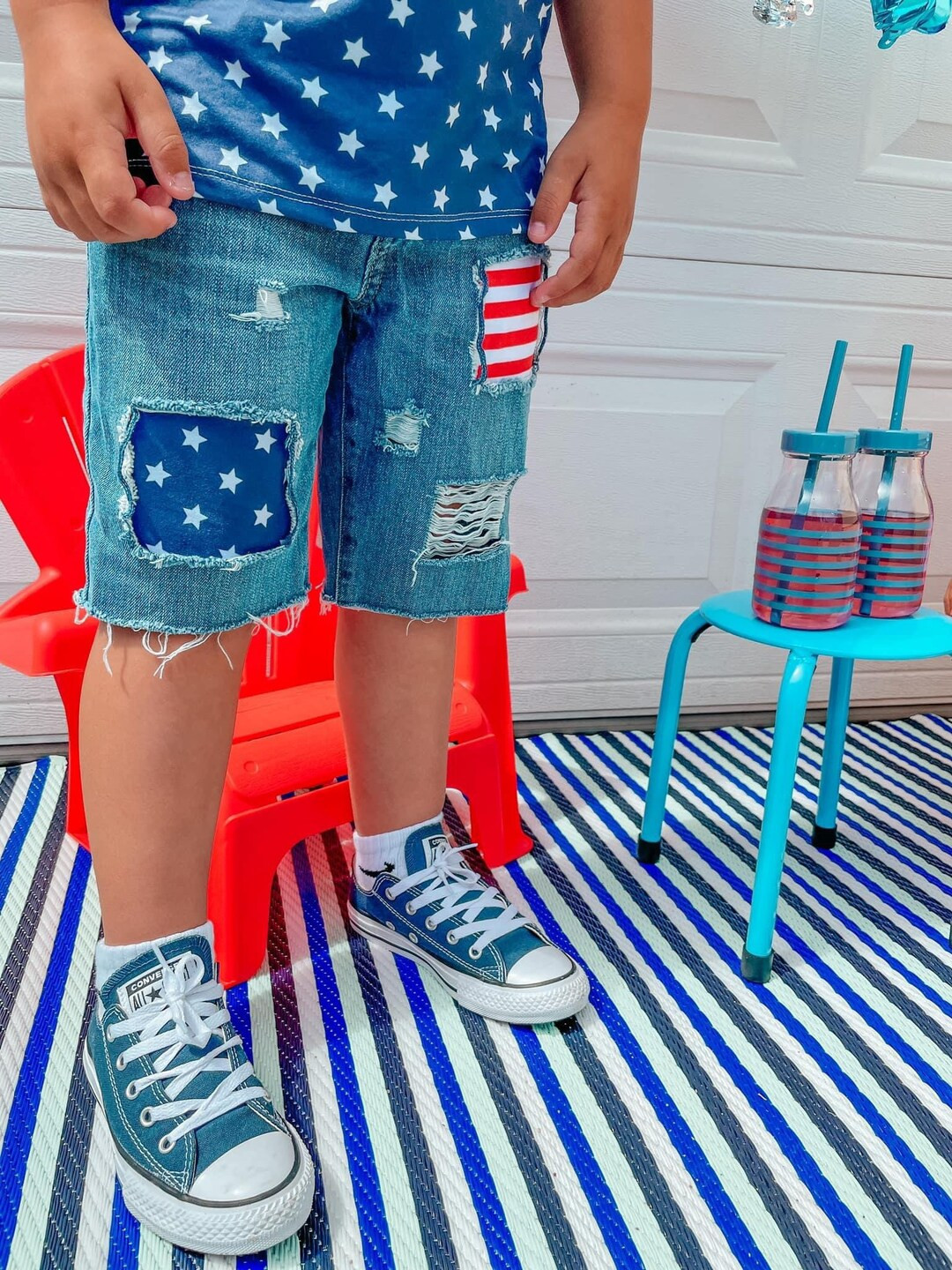 American Flag Shorts // Toddler Distressed Patched Shorts // 4th of July Outfit // Toddler Boy //... | Etsy (US)