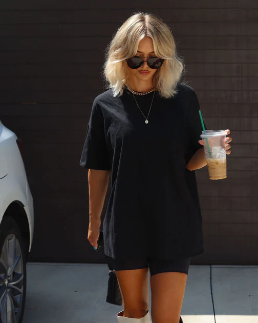 His Cotton Oversized Tee - Black | VICI