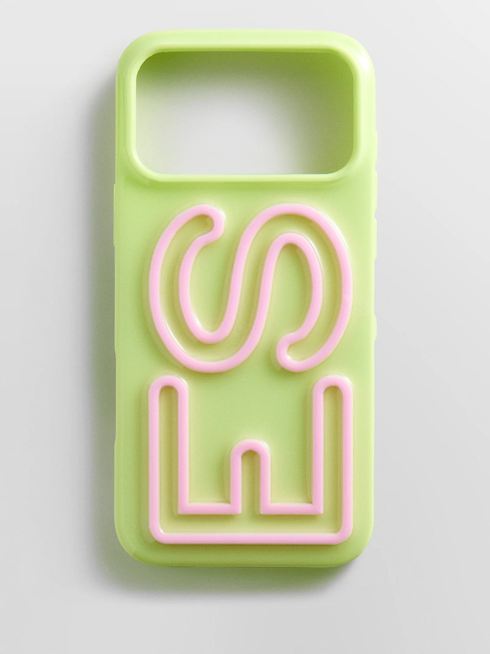 Fine Line Custom iPhone Case - Chartreuse/Light Pink | BaubleBar