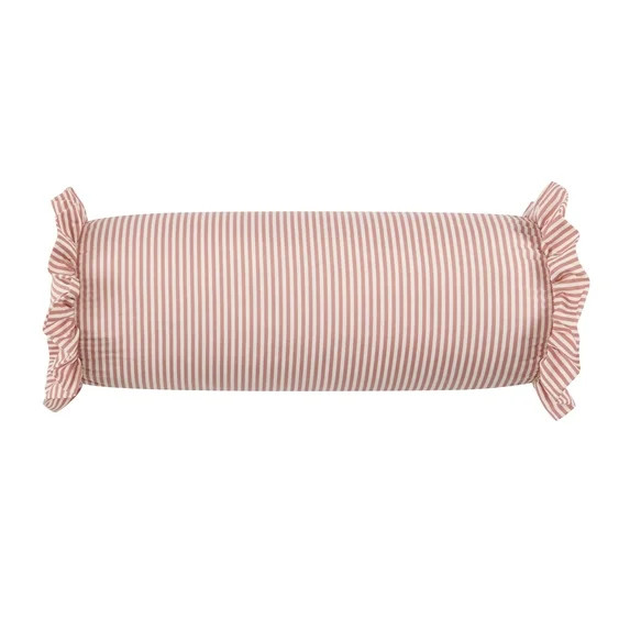 Home Decor Collection 8" x 20" Pink Striped Ruffle Bolster Decorative Pillow | Walmart (US)