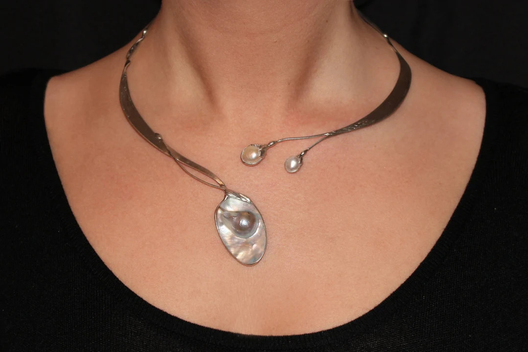 Collier With Freshwaterpearls and Mabe Pearl, Silver, Handmade 1004S - Etsy | Etsy (US)