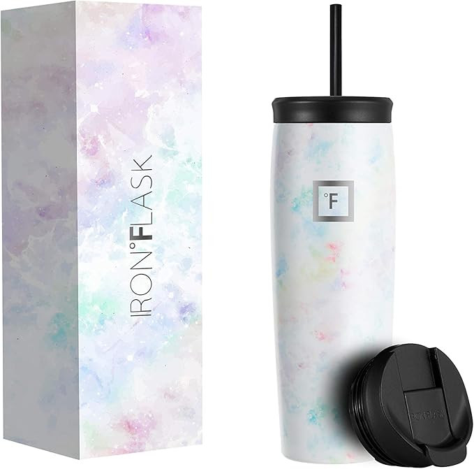 IRON °FLASK Nomad Tumbler - 24 Oz, 2 Lids (Straw/Flip), Vacuum Insulated Stainless Steel Bottle,... | Amazon (US)