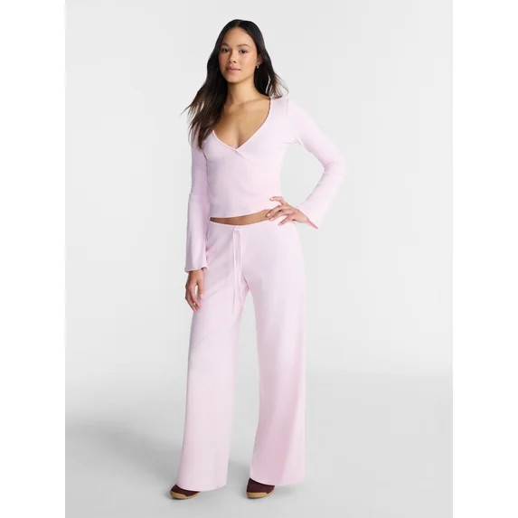 No Boundaries Ribbed Ballet Top and Flare Pants Set, 2 Piece, Women's XXS-XXL | Walmart (US)