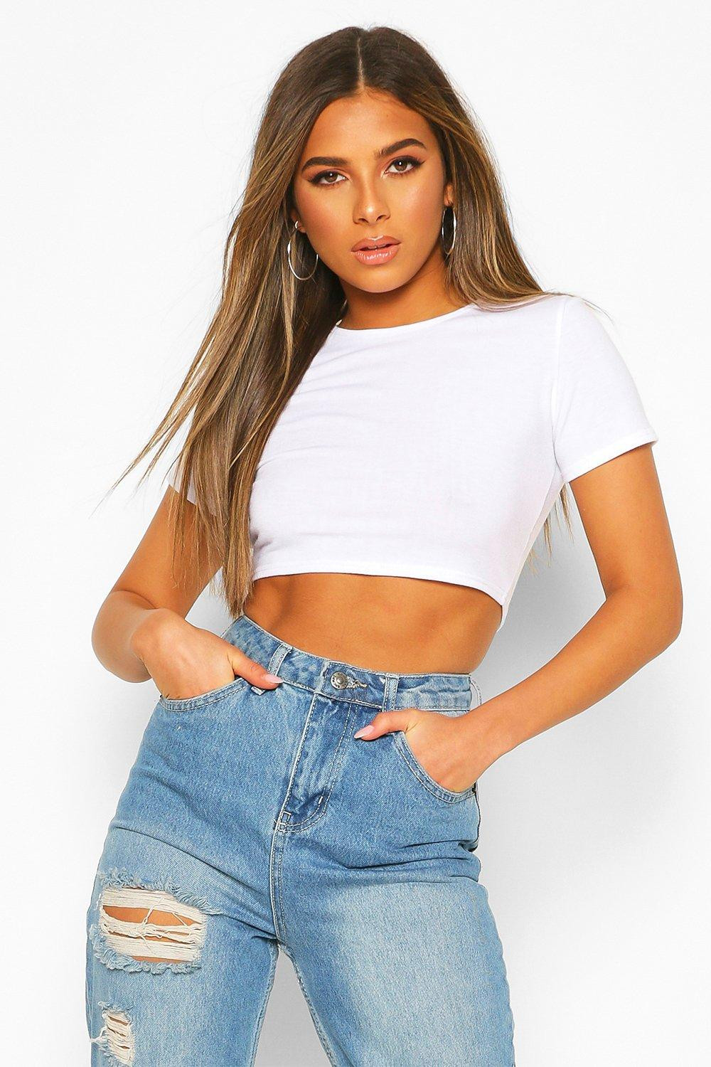 Womens Petite Recycled Basic Crop Top - White - 4 | Boohoo.com (US & CA)