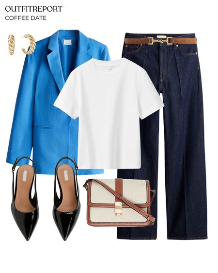 A classic white tee tshirt outfit blue blazer denim jeans heels 

#LTKstyletip #LTKshoecrush #LTKitbag