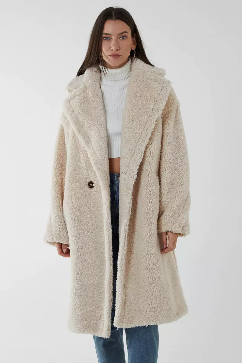 Drop Shoulder Double Breasted Teddy Coat | Debenhams UK