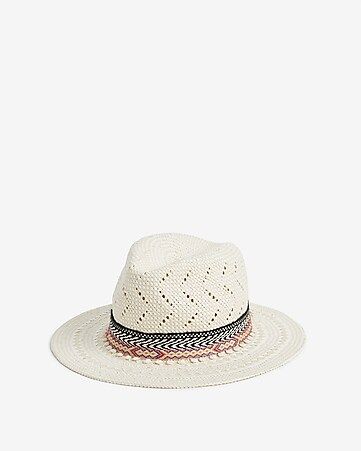 patterned straw panama hat | Express