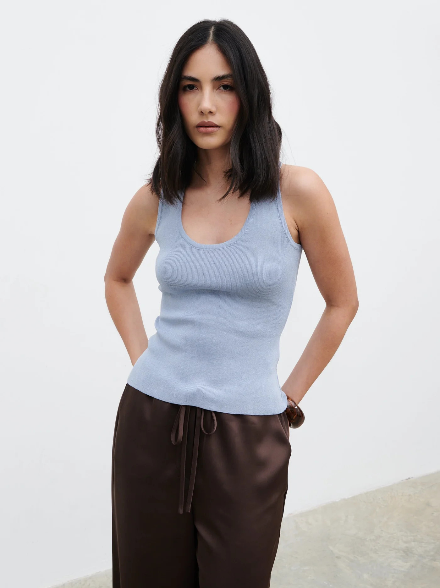 Ali Scoop Neck Knit Top - Blue | Pretty Lavish (UK)