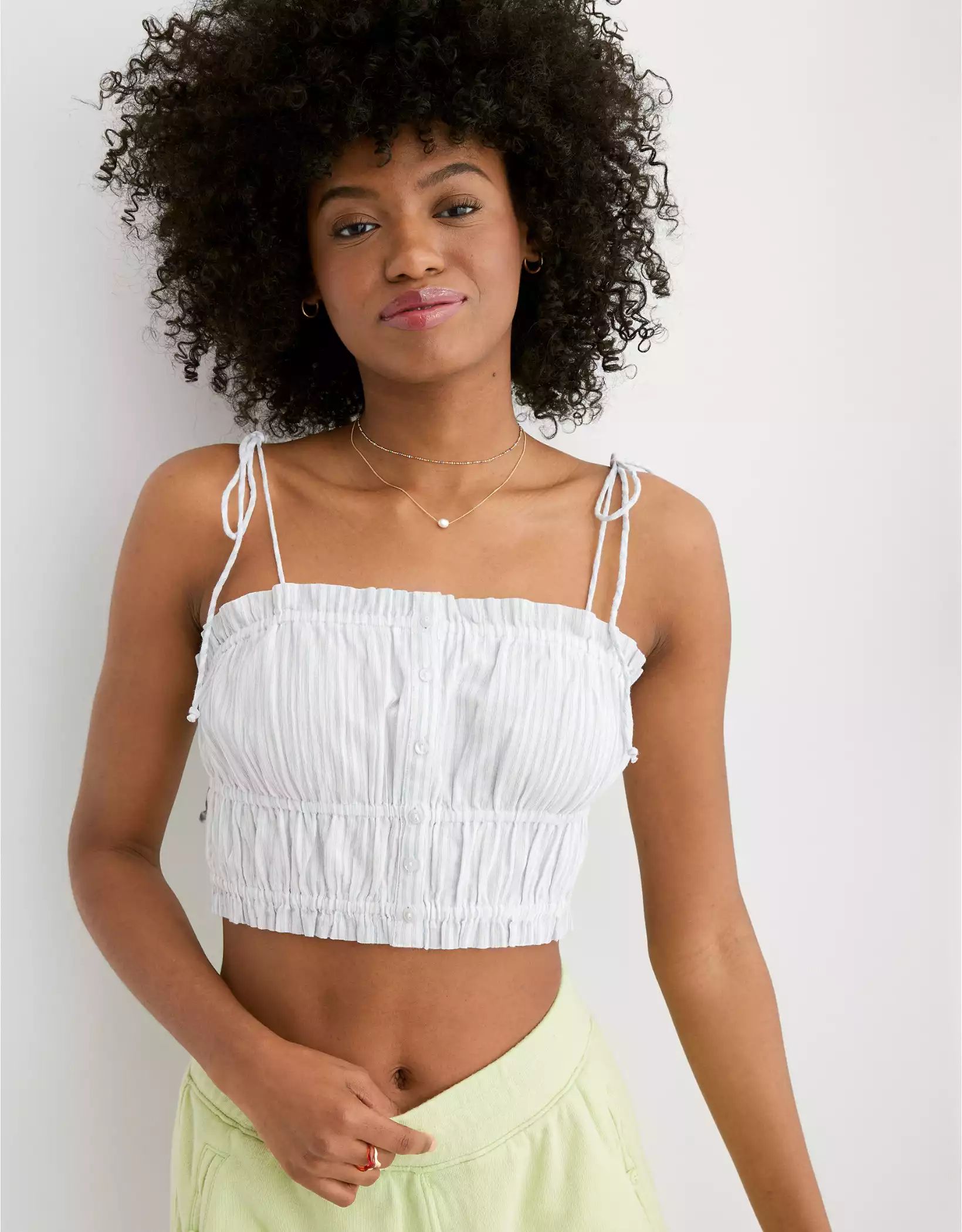 Aerie Woven Button Front Tank Top | Aerie