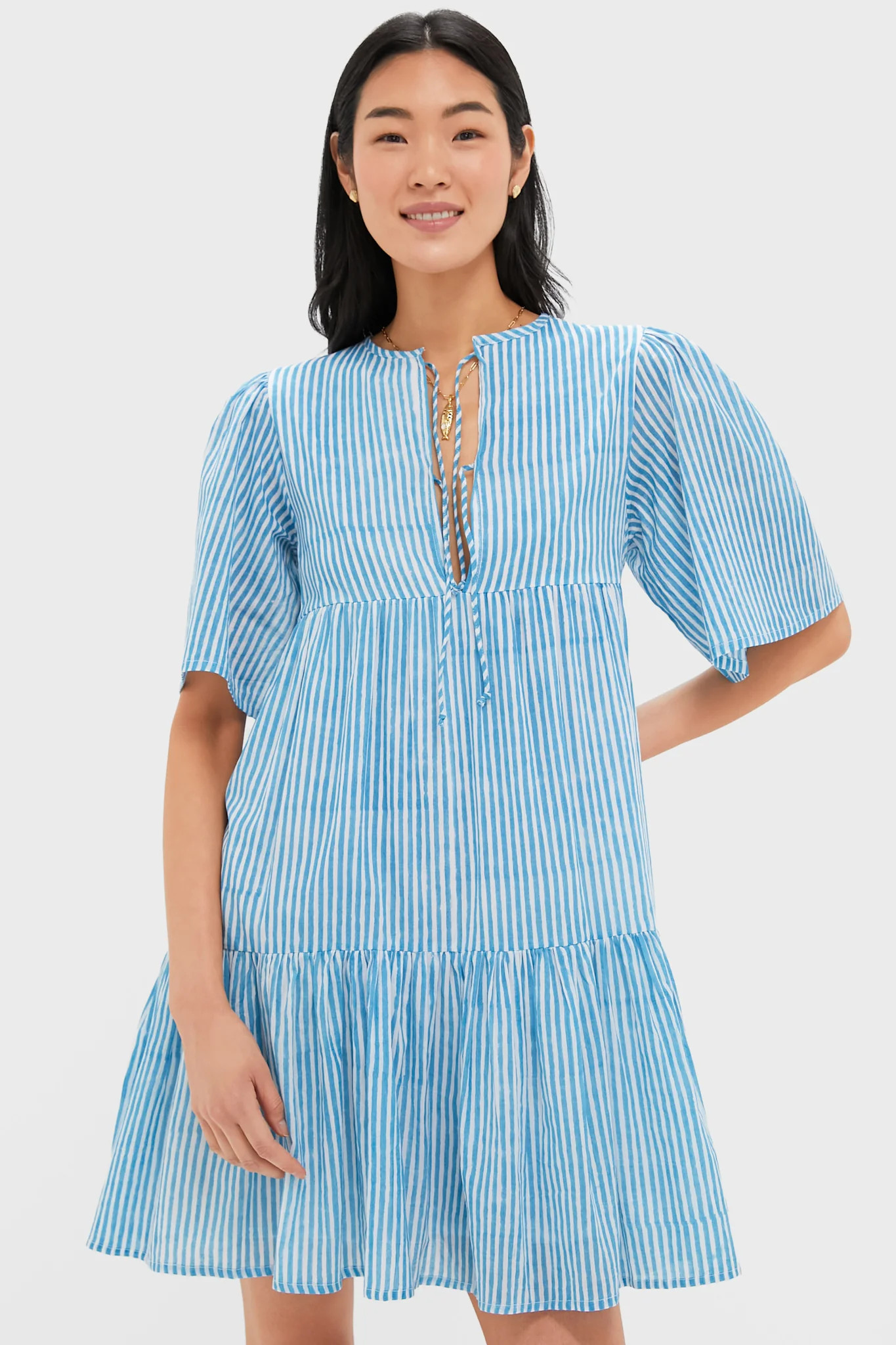 Sunday Stripe Bluesy Organic Isla Dress | Tuckernuck (US)
