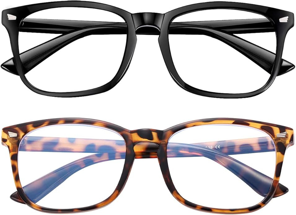 Blue Light Blocking Glasses 2pack Square Computer Glasses Women/Men, Nerd Reading Gaming Glasses ... | Amazon (US)