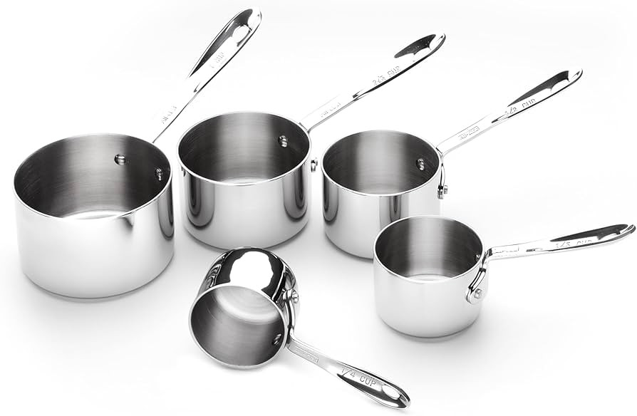 All-Clad Kitchen Accessories Stainless Steel Measuring Cup Set 5 Piece Cookware, Pots and Pans, D... | Amazon (US)