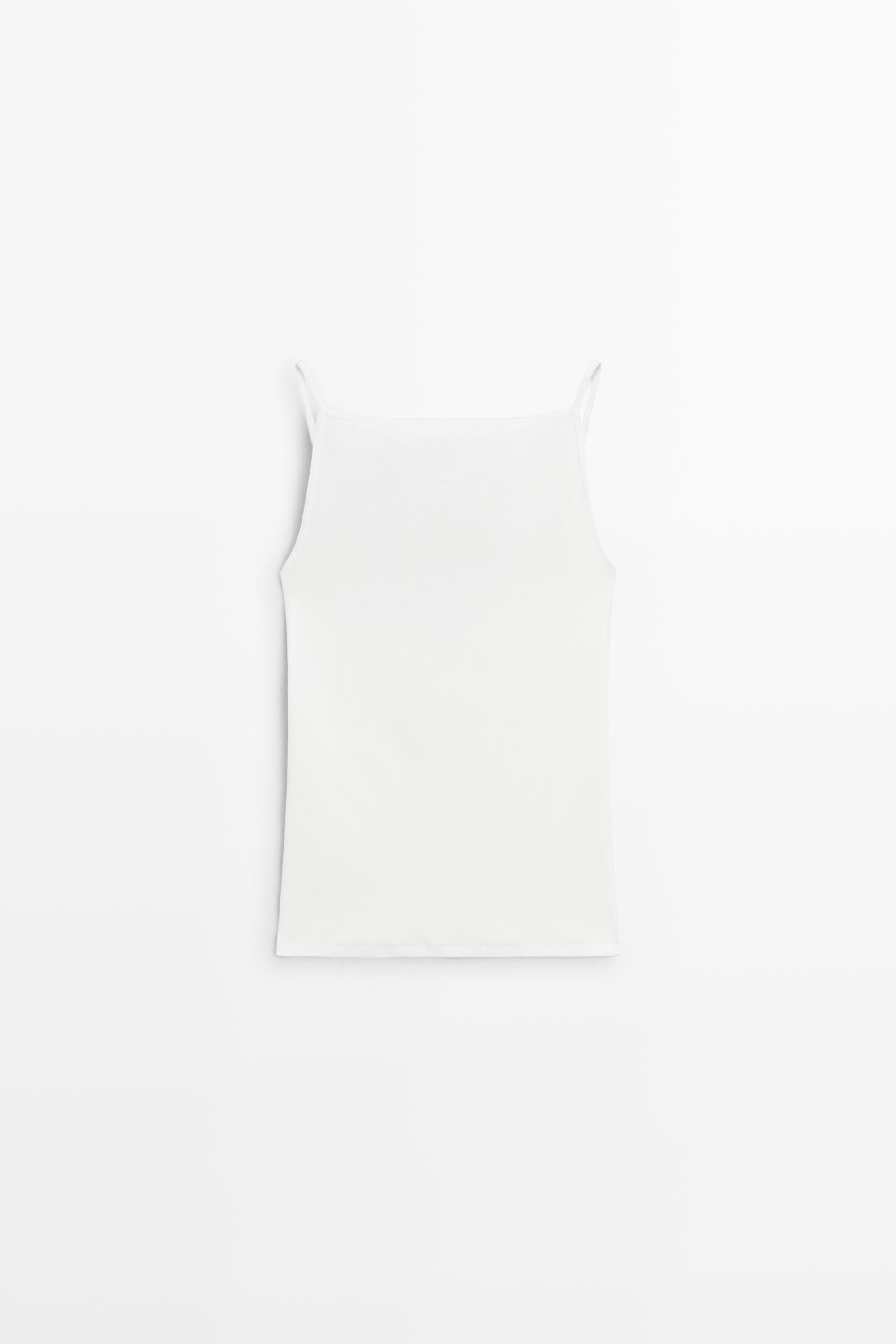 Cotton blend camisole top | Massimo Dutti UK