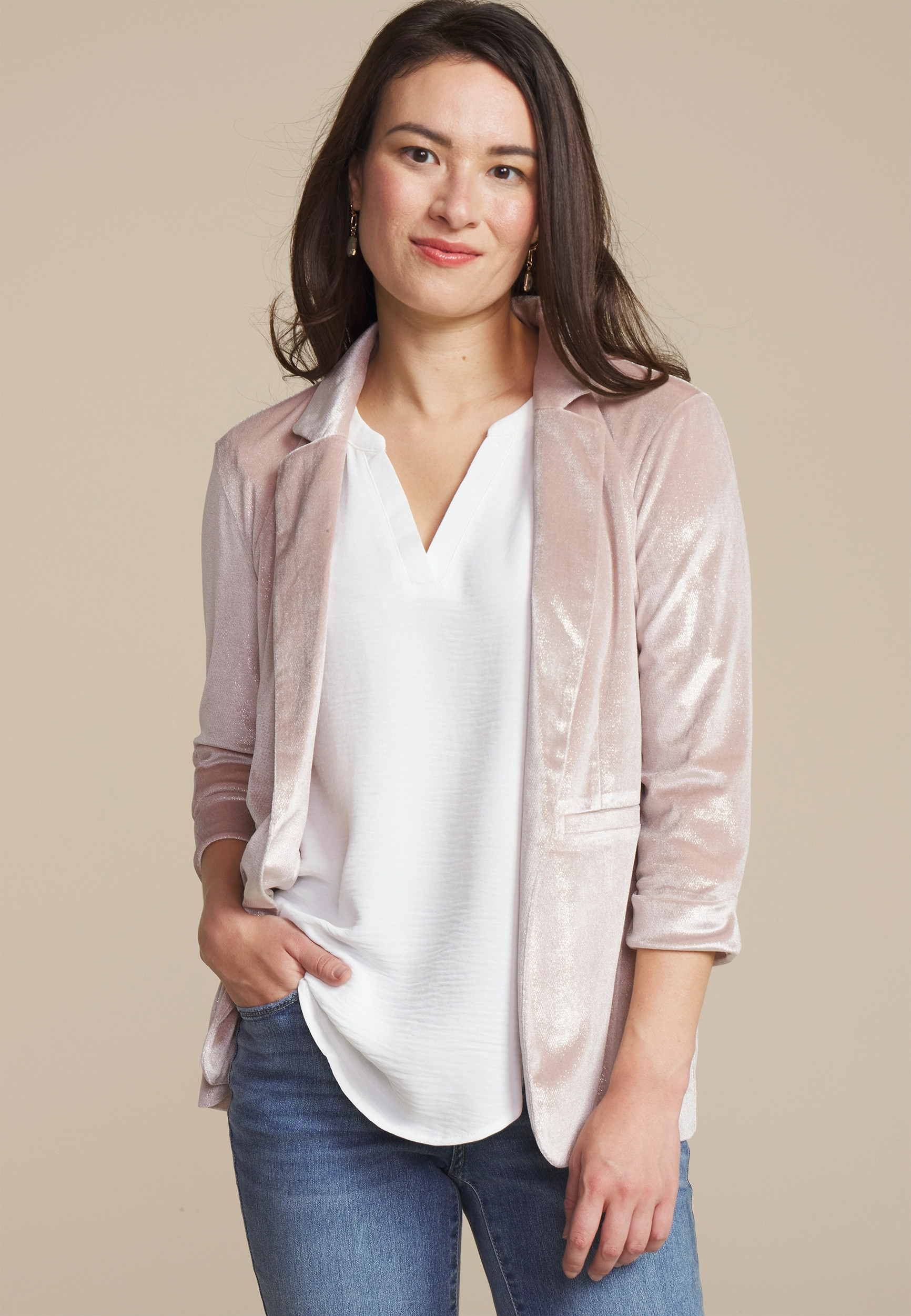 Maurices Women's Blazer Metallic Velvet Blazer | Maurices