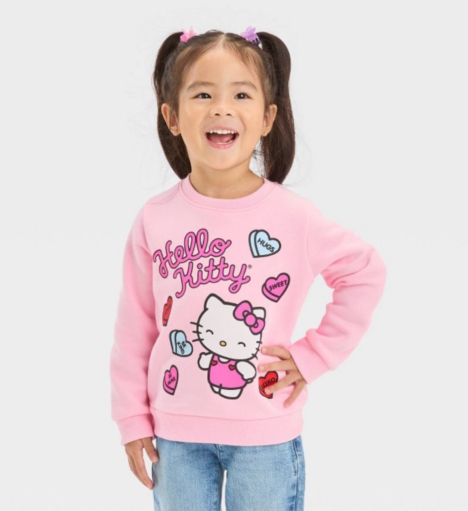 Toddler valentines hello kitty sweatshirt- size up! 


#LTKkids #LTKSeasonal #LTKstyletip