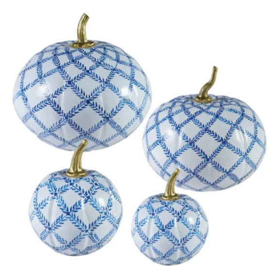 White Pumpkin with Blue Trellis | The Enchanted Home