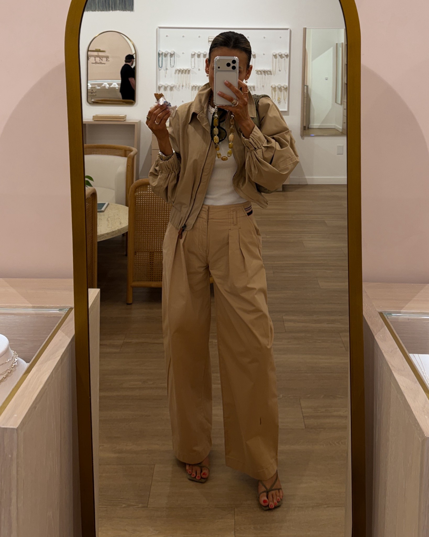 What I wore to the mall with Bella - these pleated trousers have a lower waist than my Zara ones, fit tts and I love the menswear vibe it gives, I like wearing them cuffed also! Bubble jacket is a must this season! 

#LTKootd #LTKOver40 #LTKMothersDay