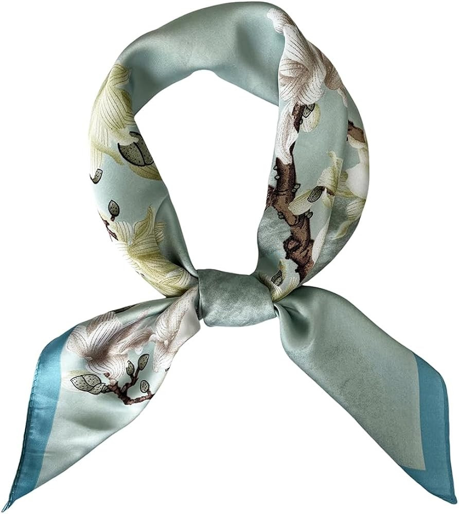 FONYVE Silk Feeling Scarf Medium Square Satin Head Scarf for Women 27.5 × 27.5 inches | Amazon (US)