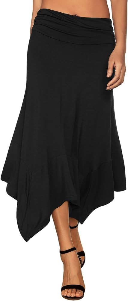 DJT Women's Flowy Handkerchief Hemline Midi Skirt | Amazon (US)