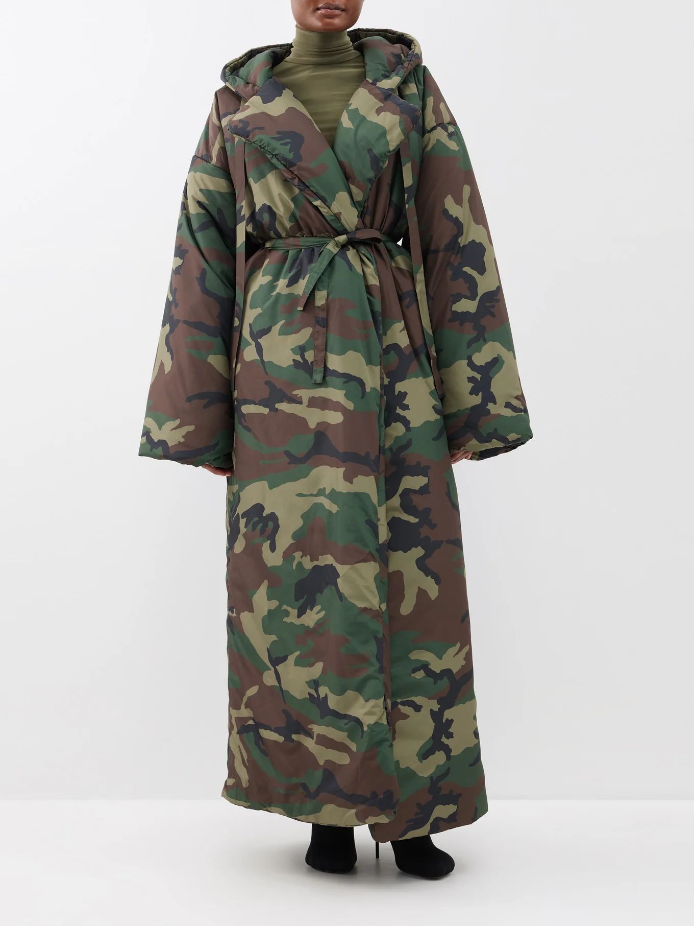 Sleeping Bag camouflage-print hooded wrap coat | Matches (US)