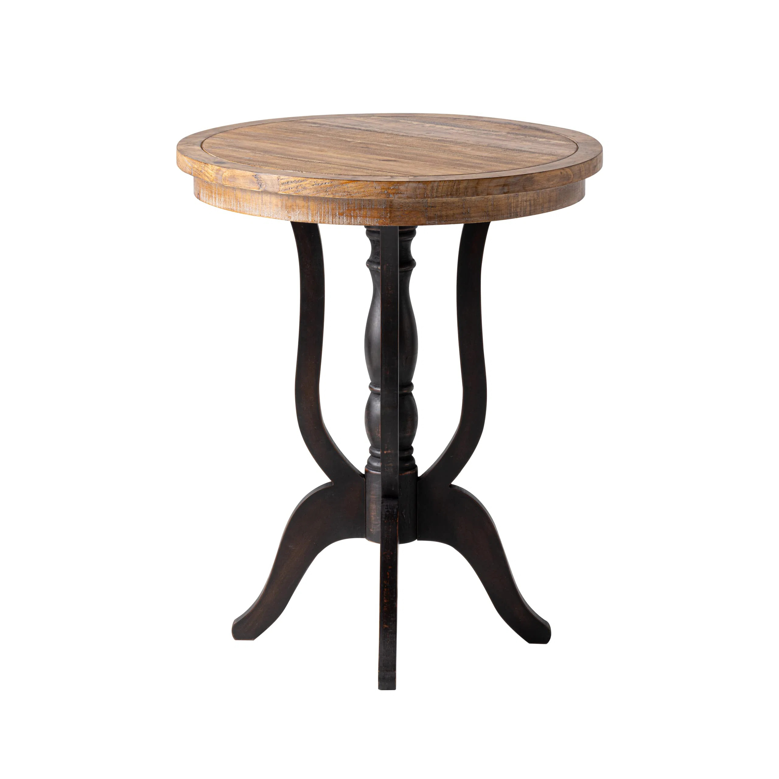 Martinis Rustic Farmhouse End Table, Natural Top Side Table, Black & Brown | Wayfair North America
