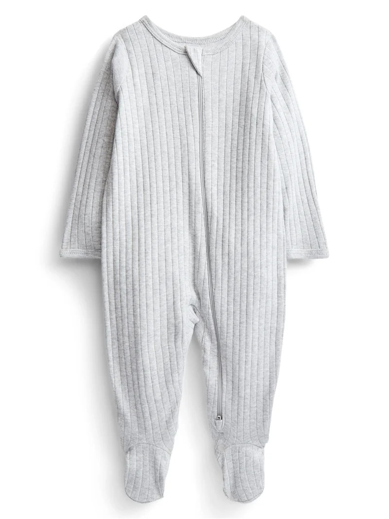 Wonder Nation Baby Boys or Girls Zip Front Footed Pajamas, Sizes Preemieie-6/9 Months | Walmart (US)