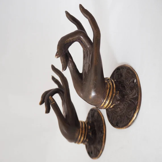 Bronze Buddha Hands Balinese Wall Hanging Statues Handcrafted Sculptures in Pair Handmade Artifac... | Etsy (US)